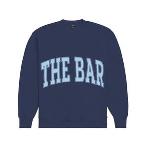 NEW- The Bar varsity sweatshirt- Navy/Baby Blue